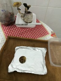 4 - um chapéu menor sobre o alumínio.JPG